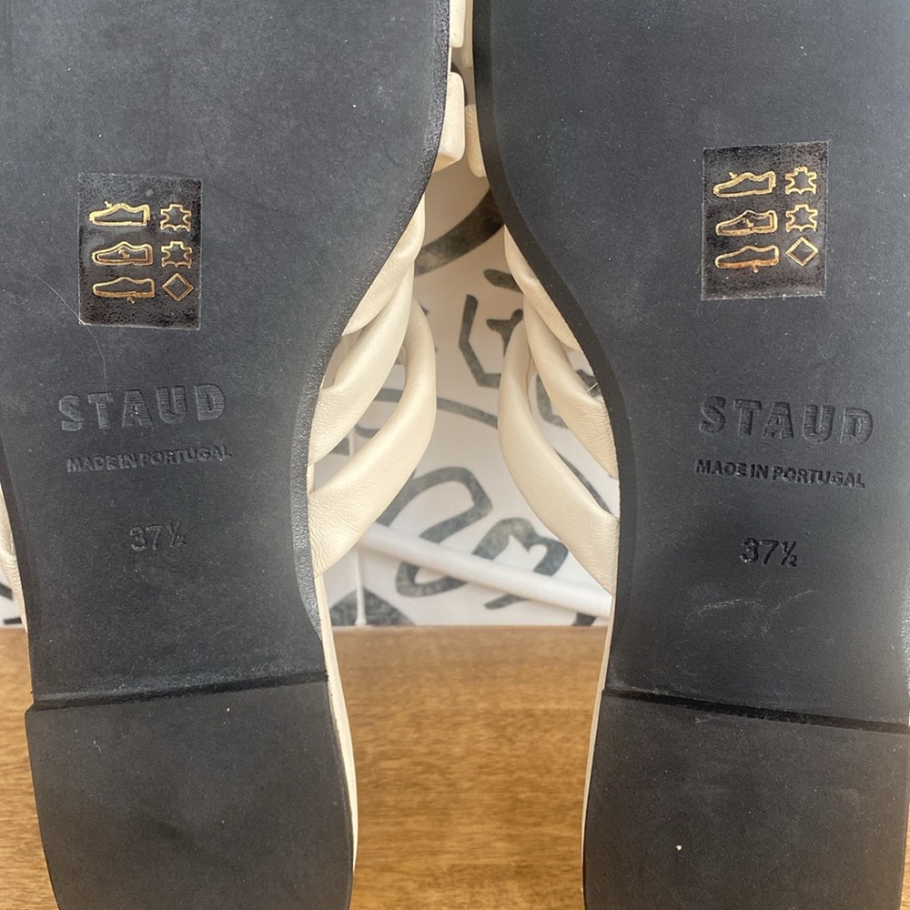 Staud Cream Deepwater Slide Leather Sandals - Picture 9 of 16